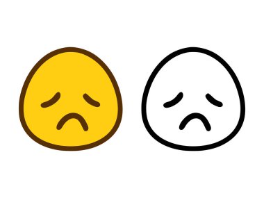 Mutsuz bir yüzü olan gülen yüz beyaz arka planda izole edilmiş.