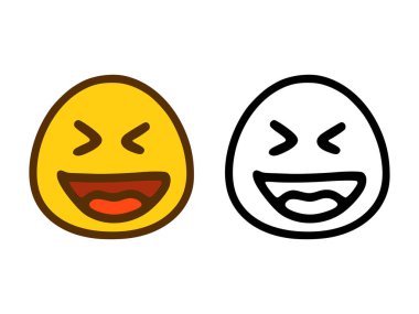 Beyaz arkaplanda izole edilmiş iki tarzda gülen ifade