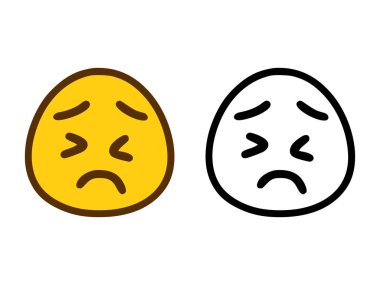 Mutsuz bir yüzü olan gülen yüz beyaz arka planda izole edilmiş.