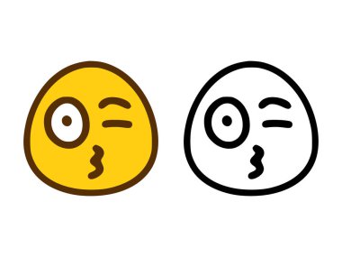 Öpüşme simgesi beyaz arkaplanda izole edilmiş iki tarzda.