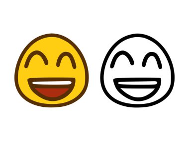 Beyaz arkaplanda izole edilmiş iki tarzda gülen ifade