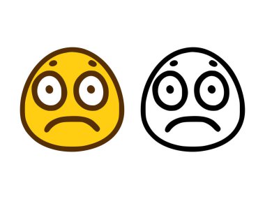 Üzgün yüz ifadeleri beyaz arkaplanda izole edilmiş iki tarzda.