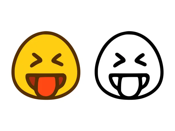 Χαρούμενη Emoticon Δείχνει Γλώσσα Δύο Στυλ Που Απομονώνονται Λευκό Φόντο Royalty Free Διανύσματα Αρχείου