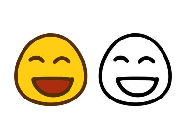 Beyaz arkaplanda izole edilmiş iki tarzda gülen ifade