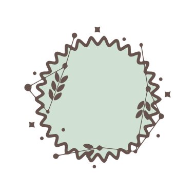 Nature geometric frames with leaves made from lines and dots in hand drawn style.