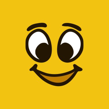 Happy face. Cartoon face expressions. Doodle characters mouth and eyes illustration.