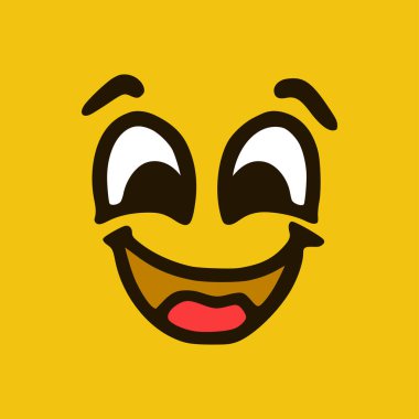 Happy face. Cartoon face expressions. Doodle characters mouth and eyes illustration.