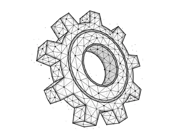 Illustrazione Vettoriale Poligonale Una Ruota Ingranaggio Concetto Meccanismo Stile Geometrico — Vettoriale Stock