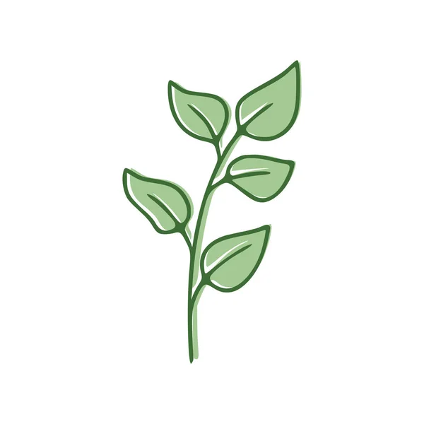 Groene Bladeren Platte Pictogram Geïsoleerd Witte Achtergrond Vectorillustratie — Stockvector