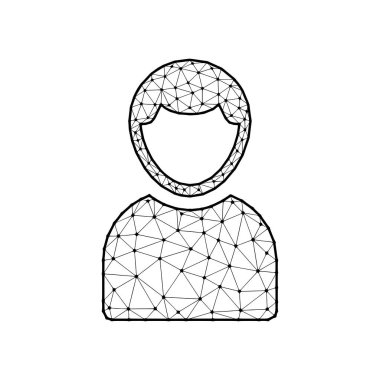 Beyaz arkaplanda izole edilmiş erkek kullanıcı çokgen vektör çizimi