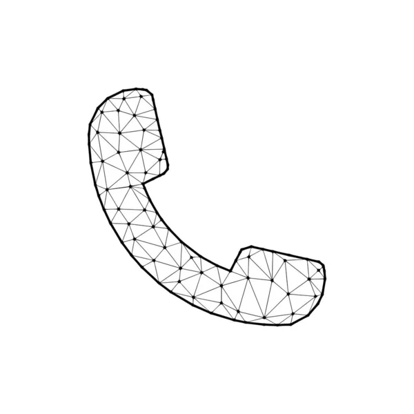 Kézi Poligonális Vektor Illusztráció Elszigetelt Fehér Alapon Telefonszimbólum Absztrakt Stílusban — Stock Vector