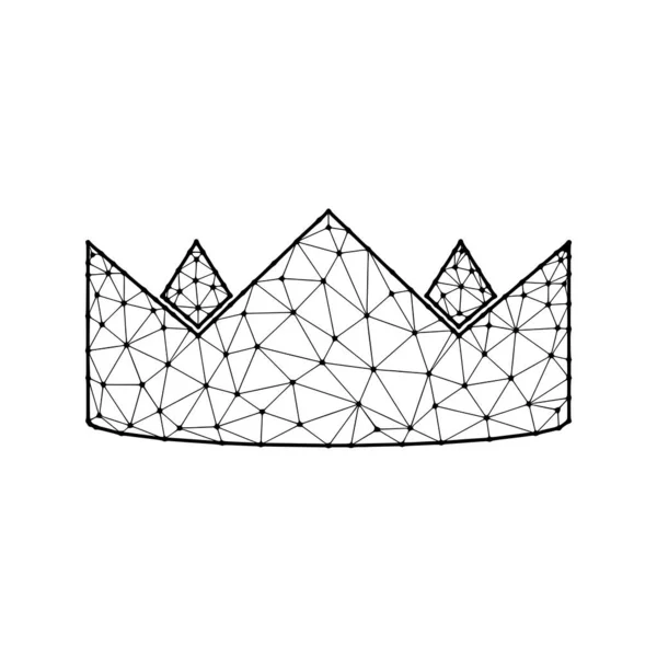 Crown Polygonal Vektor Illustration Isolerad Vit Bakgrund Kunglig Kung Och — Stock vektor