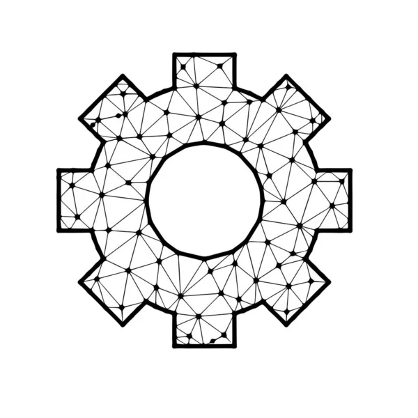 在白色背景上隔离的齿轮或机构多边形矢量图标 — 图库矢量图片