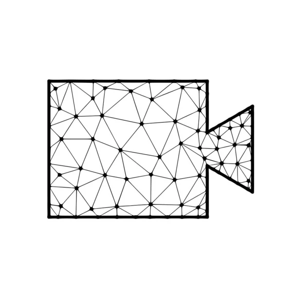 Kamera Polygonal Vektor Ikon Isolerad Vit Bakgrund — Stock vektor