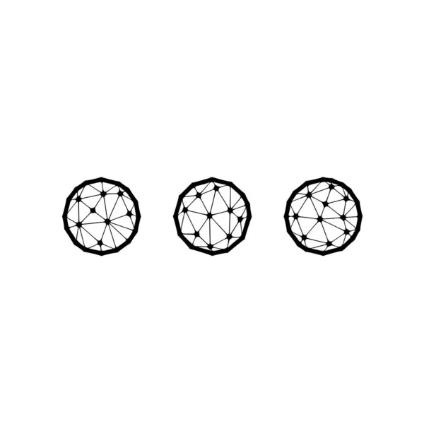 Icône Vectorielle Polygonale Trois Points Isolée Sur Fond Blanc — Image vectorielle
