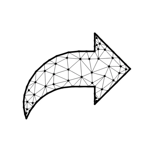 Flecha Derecha Icono Vector Poligonal Aislado Sobre Fondo Blanco — Archivo Imágenes Vectoriales