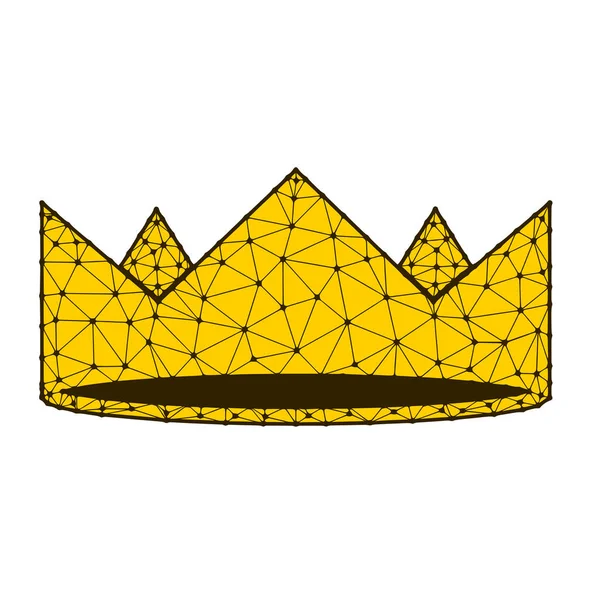 Golden Crown Polygonal Vektor Illustration Isolerad Vit Bakgrund Kunglig Kung — Stock vektor
