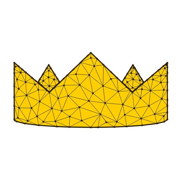 Golden Crown Polygonal Vector Illustration Isolated White Background Royal King — Stock Vector