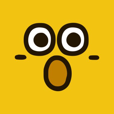 Karalama tarzında korkmuş yüz ifadesi. Sarı arkaplanda izole edilmiş çizgi film yüz ifadeleri