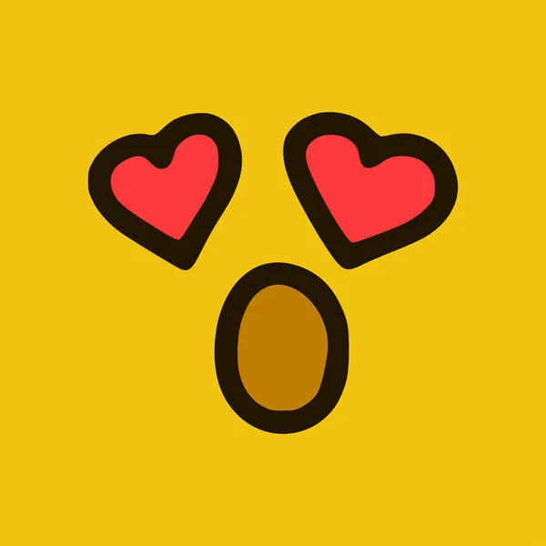 Emoticon Verliebt Doodle Stil Cartoon Gesichtsausdrücke Isoliert Auf Gelbem Hintergrund — Stockvektor