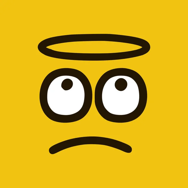 Smutný Svatý Emotikon Stylu Čmáranice Výrazy Karikatury Obličeje Izolované Žlutém — Stockový vektor