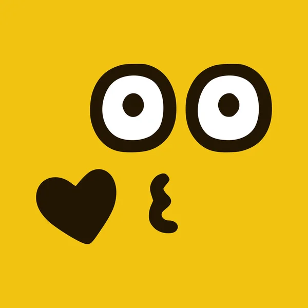 Beijando Emoticon Estilo Doodle Expressões Faciais Dos Desenhos Animados Isoladas — Vetor de Stock