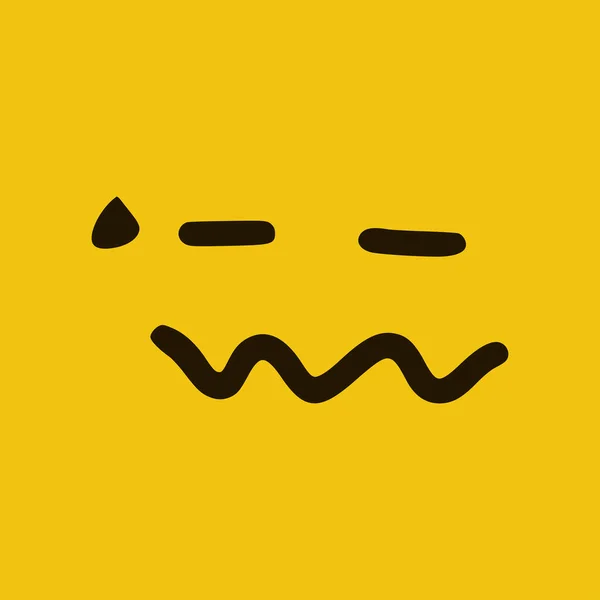Emoticon Sedih Dengan Gaya Corat Coret Ekspresi Wajah Kartun Terisolasi - Stok Vektor