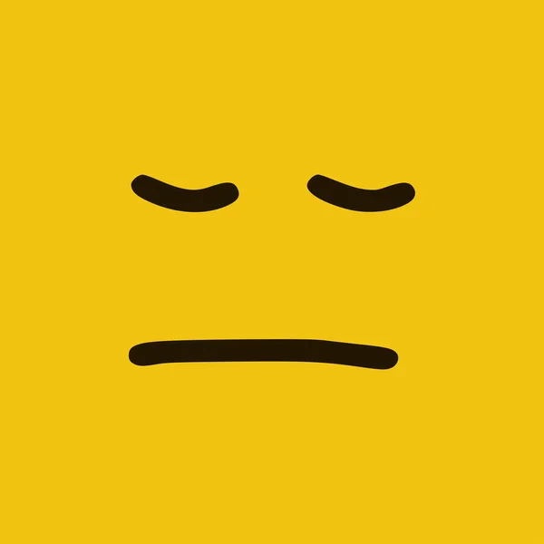 ドードルスタイルで悲しい感情 黄色の背景に孤立した漫画の顔の表情 — ストックベクタ