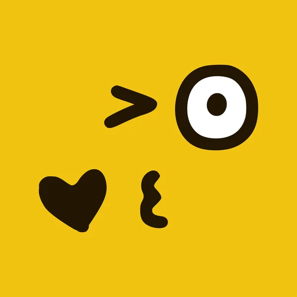 Beijando Emoticon Estilo Doodle Expressões Faciais Dos Desenhos Animados Isoladas — Vetor de Stock