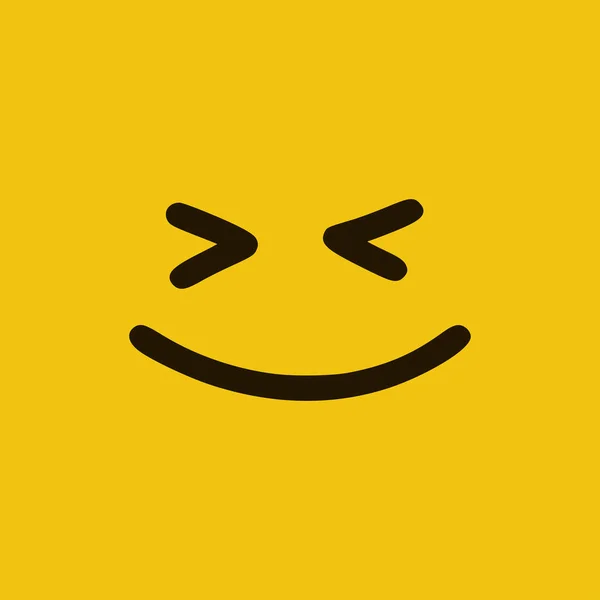 快乐的情绪在涂鸦风格 在黄色背景下孤立的卡通面部表情 — 图库矢量图片