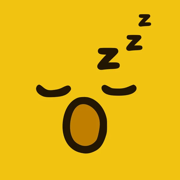 Sleeping Emoticon Doodle Style Cartoon Face Expressions Isolated Yellow Background — Stock Vector
