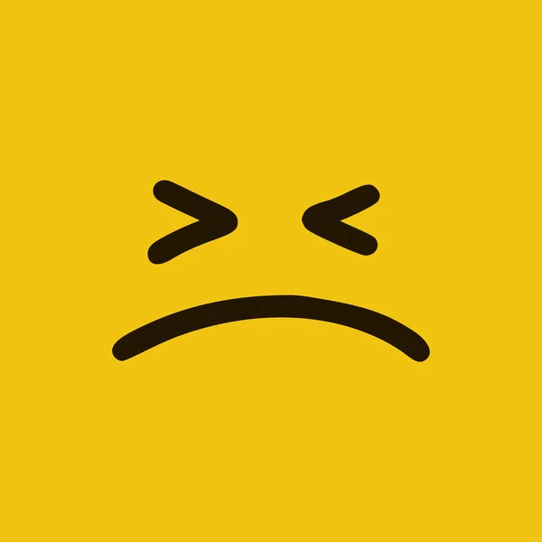 Trauriges Emoticon Doodle Stil Cartoon Gesichtsausdrücke Isoliert Auf Gelbem Hintergrund — Stockvektor
