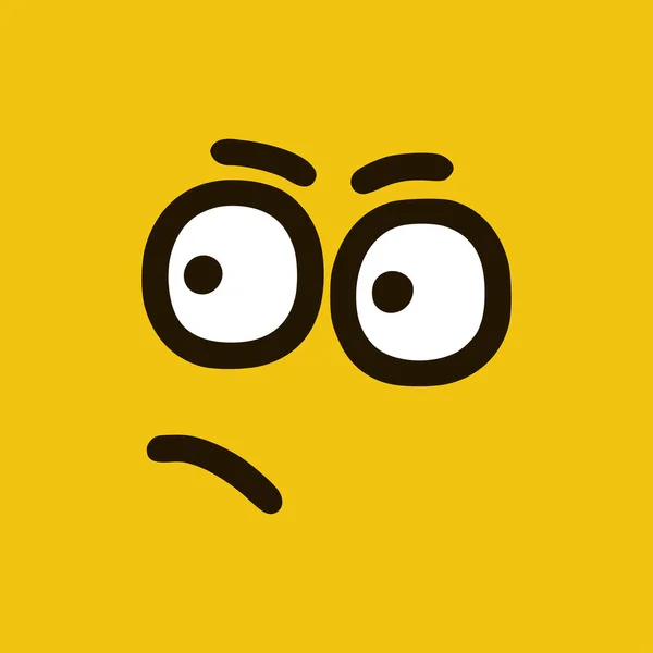 Překvapený Emotikon Stylu Čmáranice Výrazy Karikatury Obličeje Izolované Žlutém Pozadí — Stockový vektor