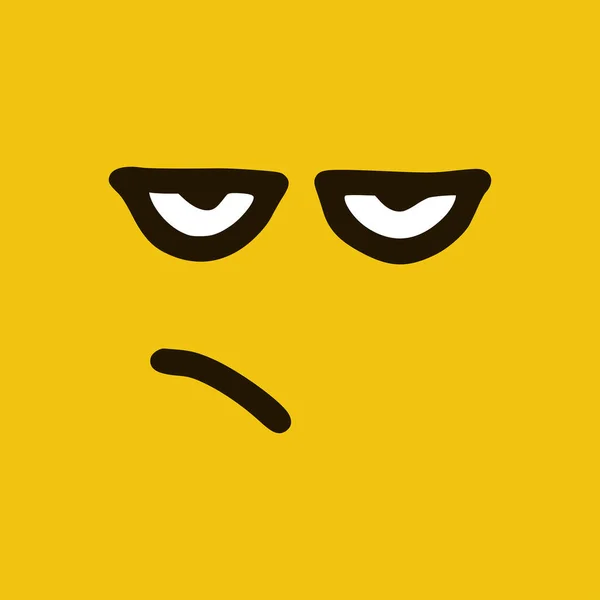 Sullen Emoticon Doodle Stijl Cartoon Gezicht Uitdrukkingen Geïsoleerd Gele Achtergrond — Stockvector