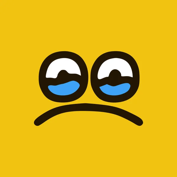 Plačící Emotikon Stylu Čmáranice Výrazy Karikatury Obličeje Izolované Žlutém Pozadí — Stockový vektor