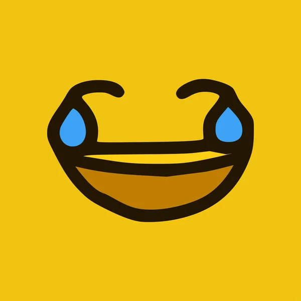ドアスタイルで笑う感情 黄色の背景に孤立した漫画の顔の表情 — ストックベクタ
