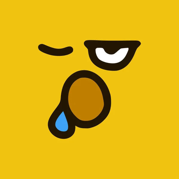 Schlafendes Emoticon Doodle Stil Cartoon Gesichtsausdrücke Isoliert Auf Gelbem Hintergrund — Stockvektor