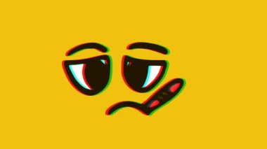 Sarı arkaplanda arıza olan termometre ile hasta yüz ifadeleri, çizgi film yüz ifadeleri animasyonu, Emoji hareket grafikleri.