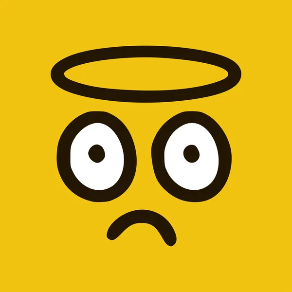 Smutný Svatý Emotikon Stylu Doodle Žlutém Pozadí Vektorová Ilustrace — Stockový vektor