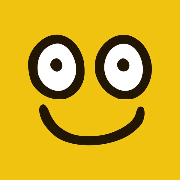Veselá Tvář Emotikon Stylu Čmáranice Žluté Pozadí Vektorová Ilustrace — Stockový vektor
