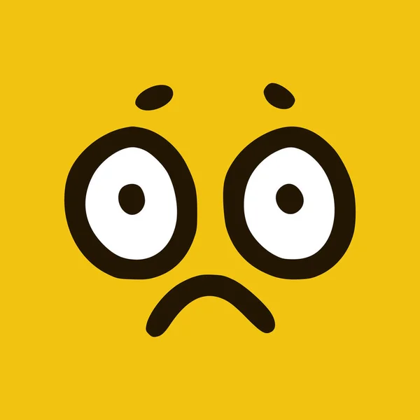 Smutný Obličej Stylu Čmáranice Žluté Pozadí Vektorová Ilustrace — Stockový vektor