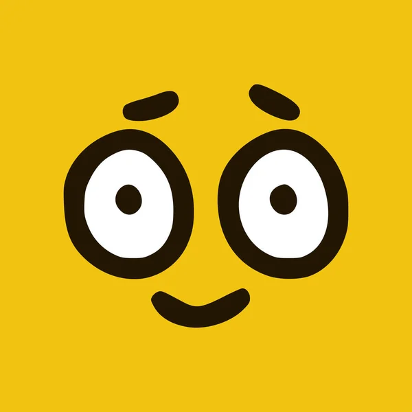 Roztomilý Šťastný Emotikon Stylu Čmáranice Žluté Pozadí Vektorová Ilustrace — Stockový vektor