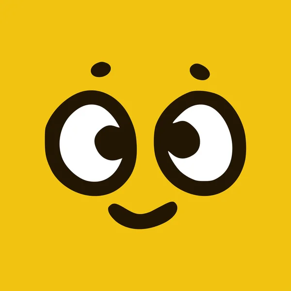 Emoticon Feliz Bonito Estilo Doodle Fundo Amarelo Ilustração Vetorial — Vetor de Stock