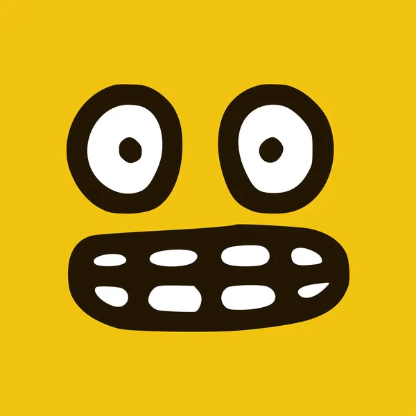 Emoticon Mostrando Emoticon Dentes Estilo Doodle Fundo Amarelo Ilustração Vetorial —  Vetores de Stock
