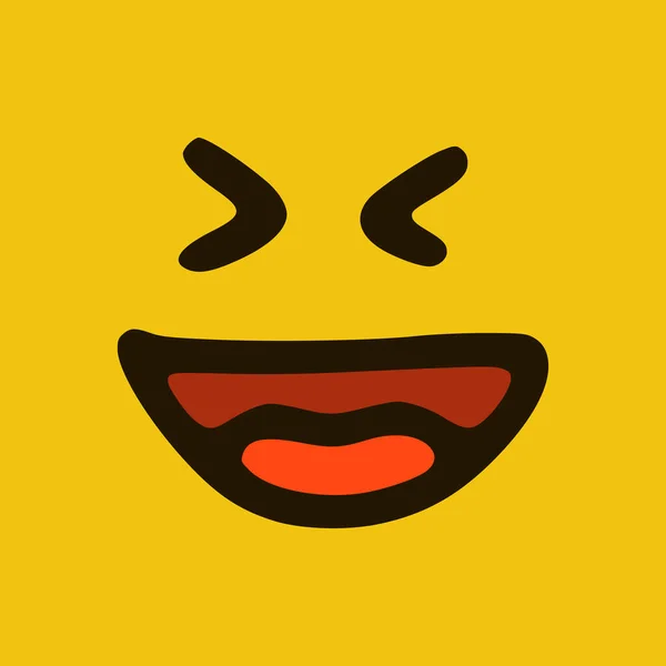 Emoticon Rindo Estilo Doodle Fundo Amarelo Ilustração Vetorial — Vetor de Stock