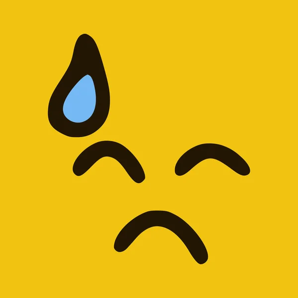 Smutný Obličej Emotikon Stylu Čmáranice Žluté Pozadí Vektorová Ilustrace — Stockový vektor