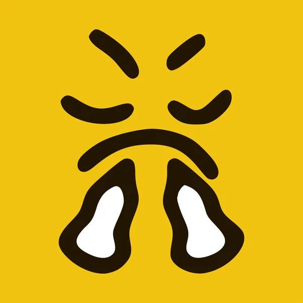 Wütendes Emoticon Doodle Stil Gelben Hintergrund Vektorillustration — Stockvektor