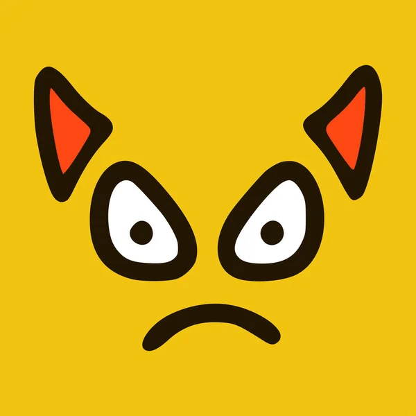 Ďábelský Emotikon Žlutém Pozadí Stylu Doodle Vektorová Ilustrace — Stockový vektor