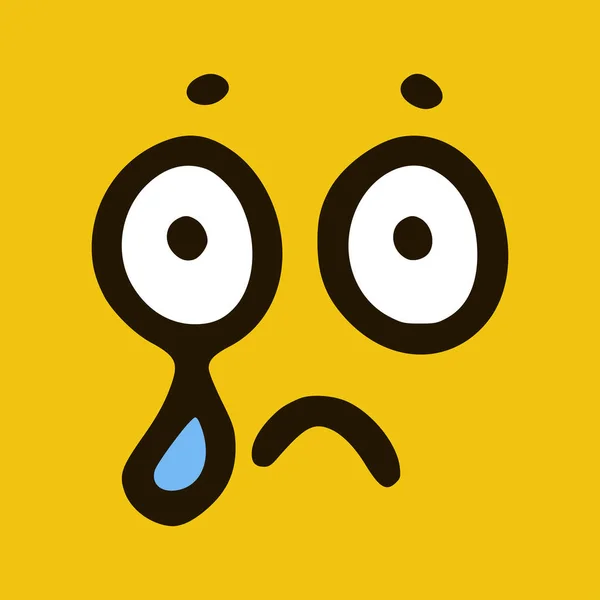 Κλάμα Emoticon Doodle Στυλ Κίτρινο Φόντο Εικονογράφηση Διανύσματος — Διανυσματικό Αρχείο
