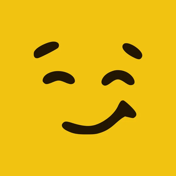 Aranyos Boldog Arc Emoticon Firka Stílusú Sárga Háttér Vektorillusztráció — Stock Vector